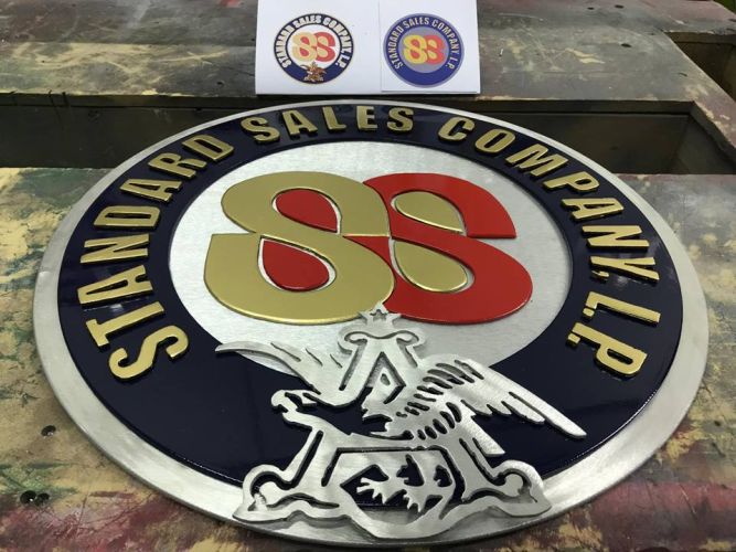 round sign in aluminum and cnc cut sign